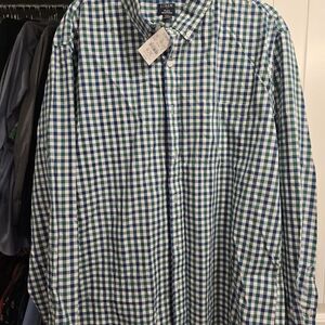 J Crew Men's Green and Blue Checkered Gingham Shirt